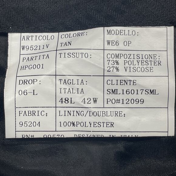 West End Mens 3pc Suit Tan Plaid Check 48L IT Fits US 44L/46L 40W Tapered Pants - Picture 15 of 15